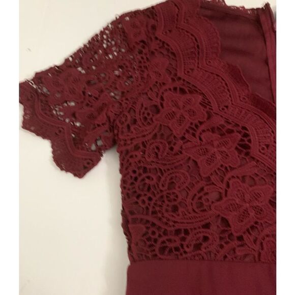 Lulus NWT Burgundy Lace Detail Dress - Picture 4 of 14